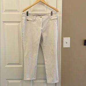 Chico's White Cropped Ankle Pants Smooth Finish